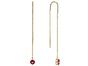 Red Mahaleo® Ruby 10k Yellow Gold Threader Earrings 1.24ctw