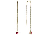 Red Mahaleo® Ruby 10k Yellow Gold Threader Earrings 1.24ctw