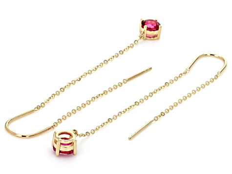 Red Mahaleo® Ruby 10k Yellow Gold Threader Earrings 1.24ctw