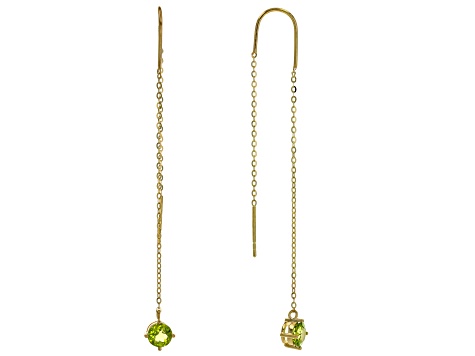 Green Peridot 10k Yellow Gold Threader Earrings 0.77ctw