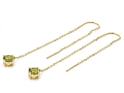 Green Peridot 10k Yellow Gold Threader Earrings 0.77ctw