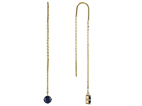 Blue Sapphire 10k Yellow Gold Threader Earrings 1.05ctw