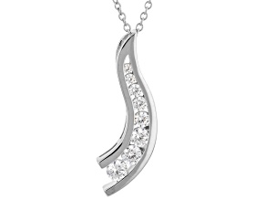 White Cubic Zirconia Platinum Over Silver "The Road Less Traveled" Pendant 1.79ctw