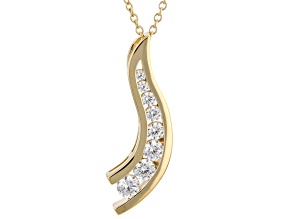 White Cubic Zirconia 18k Yellow Gold Over Silver "The Road Less Traveled" Pendant 1.79ctw