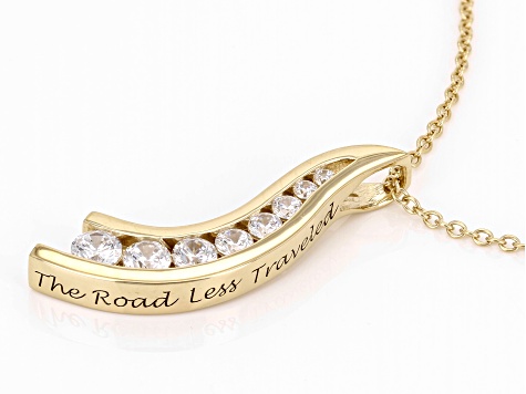 White Cubic Zirconia 18k Yellow Gold Over Silver "The Road Less Traveled" Pendant 1.79ctw