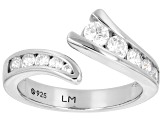 White Cubic Zirconia Platinum Over Silver "Road Less Traveled" Ring 1.32ctw
