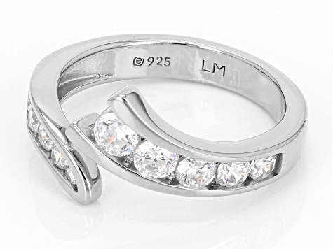 White Cubic Zirconia Platinum Over Silver "Road Less Traveled" Ring 1.32ctw