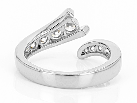 White Cubic Zirconia Platinum Over Silver "Road Less Traveled" Ring 1.32ctw