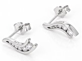 White Cubic Zirconia Platinum Over Silver "Road Less Traveled" Earrings 0.38ctw