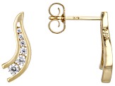 White Cubic Zirconia 18k Yellow Gold Over Silver "The Road Less Traveled" Earrings 0.38ctw