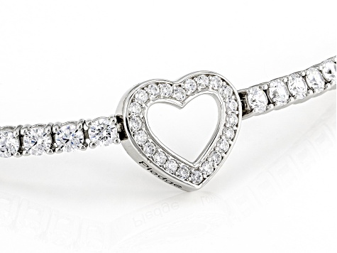 White Cubic Zirconia Platinum Over Silver "Heart Of Love" Tennis Bracelet 9.15ctw