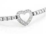 White Cubic Zirconia Platinum Over Silver "Heart Of Love" Tennis Bracelet 9.15ctw