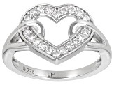 White Cubic Zirconia Platinum Over Silver "Heart Of Love" Ring 0.46ctw
