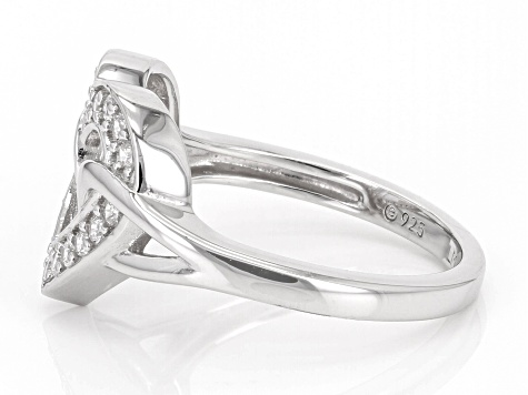 White Cubic Zirconia Platinum Over Silver "Heart Of Love" Ring 0.46ctw