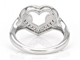 White Cubic Zirconia Platinum Over Silver "Heart Of Love" Ring 0.46ctw