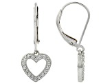 White Cubic Zirconia Platinum Over Silver "Heart Of Love" Earrings 0.47ctw