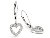 White Cubic Zirconia Platinum Over Silver "Heart Of Love" Earrings 0.47ctw