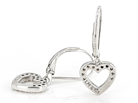 White Cubic Zirconia Platinum Over Silver "Heart Of Love" Earrings 0.47ctw