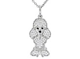 White Cubic Zirconia Platinum Over Sterling Silver Poodle Pendant 0.43ctw