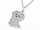 White Cubic Zirconia Platinum Over Sterling Silver Bichon Pendant 0.57ctw