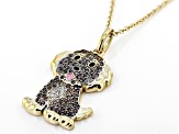 Mocha And White Cubic Zirconia 18k Yellow Gold Over Sterling Silver Goldendoodle Pendant 0.45ctw