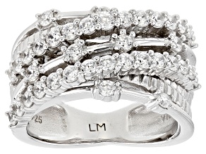 White Cubic Zirconia Platinum Over Sterling Silver Celestial Collection Ring 2.28ctw