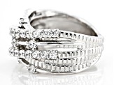 White Cubic Zirconia Platinum Over Sterling Silver Celestial Collection Ring 2.28ctw
