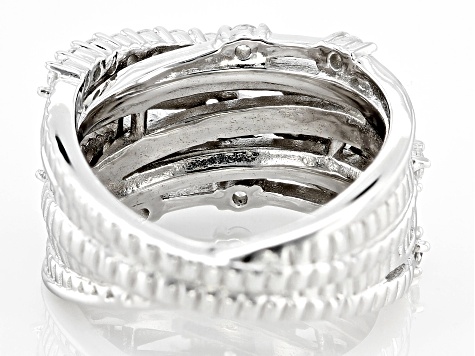 White Cubic Zirconia Platinum Over Sterling Silver Celestial