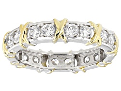 White Cubic Zirconia 18k Yellow Gold Over Brass Tennis Necklace 45.0ctw