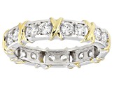 White Cubic Zirconia Platinum And 18k Yellow Gold Over Sterling Silver Ring 2.00ctw