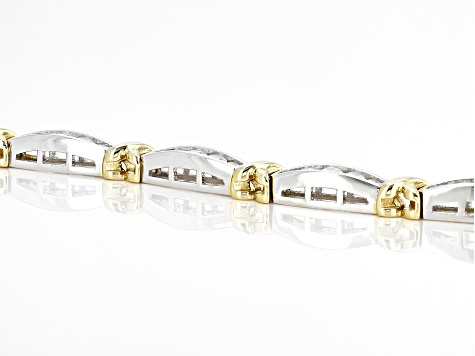 White Cubic Zirconia Platinum And 18k Yellow Gold Over Sterling Silver Tennis Bracelet 5.49ctw