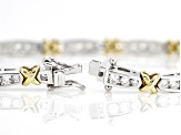 White Cubic Zirconia Platinum And 18k Yellow Gold Over Sterling Silver Tennis Bracelet 5.49ctw