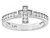 White Cubic Zirconia Platinum Over Sterling Silver Cross Ring Set 1.20ctw