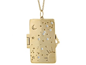White Cubic Zirconia 18k Yellow Gold Over Sterling Silver Book Pendant 0.64ctw