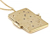 White Cubic Zirconia 18k Yellow Gold Over Sterling Silver Book Pendant 0.64ctw