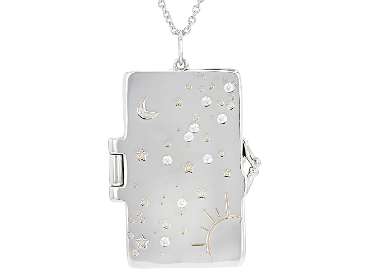 White Cubic Zirconia Platinum Over Sterling Silver Book