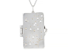 White Cubic Zirconia Platinum Over Sterling Silver Book Pendant 0.64ctw