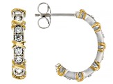 White Cubic Zirconia Platinum And 18k Yellow Gold Over Sterling Silver Hoops 1.20ctw
