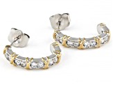 White Cubic Zirconia Platinum And 18k Yellow Gold Over Sterling Silver Hoops 1.20ctw