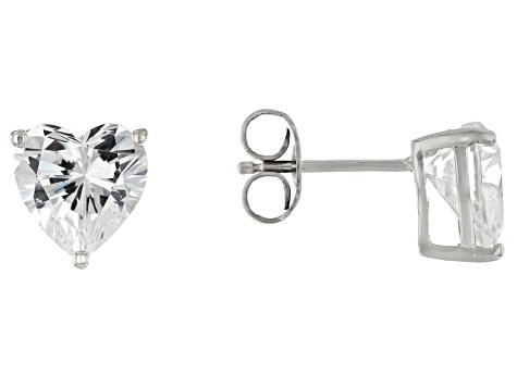 White Cubic Zirconia Platinum Over Sterling Silver Perfect Cut Stud Set 14.92ctw