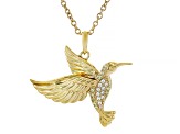 White Cubic Zirconia 18k Yellow Gold Over Silver Whimsy Collection Hummingbird Pendant 0.18ctw