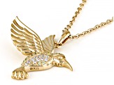 White Cubic Zirconia 18k Yellow Gold Over Silver Whimsy Collection Hummingbird Pendant 0.18ctw