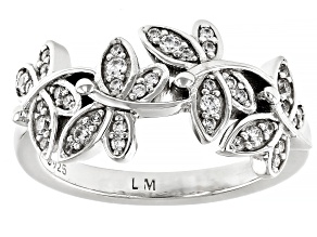 White Cubic Zirconia Over Silver Whimsy Collection Dragonfly Ring 0.44ctw