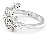 White Cubic Zirconia Over Silver Whimsy Collection Dragonfly Ring 0.44ctw