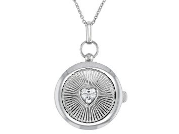 Picture of White Cubic Zirconia Platinum Over Silver Heart of Love Pendant 1.43ctw