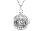 White Cubic Zirconia Platinum Over Silver Heart of Love Pendant 1.43ctw