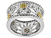 White And Canary Cubic Zirconia Platinum Over Silver Look Toward The Sun Ring 2.00ctw