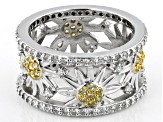 White And Canary Cubic Zirconia Platinum Over Silver Look Toward The Sun Ring 2.00ctw