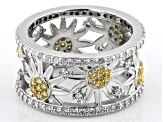 White And Canary Cubic Zirconia Platinum Over Silver Look Toward The Sun Ring 2.00ctw