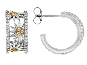 White And Canary Cubic Zirconia Platinum Over Silver Look Toward The Sun Hoops 1.77ctw